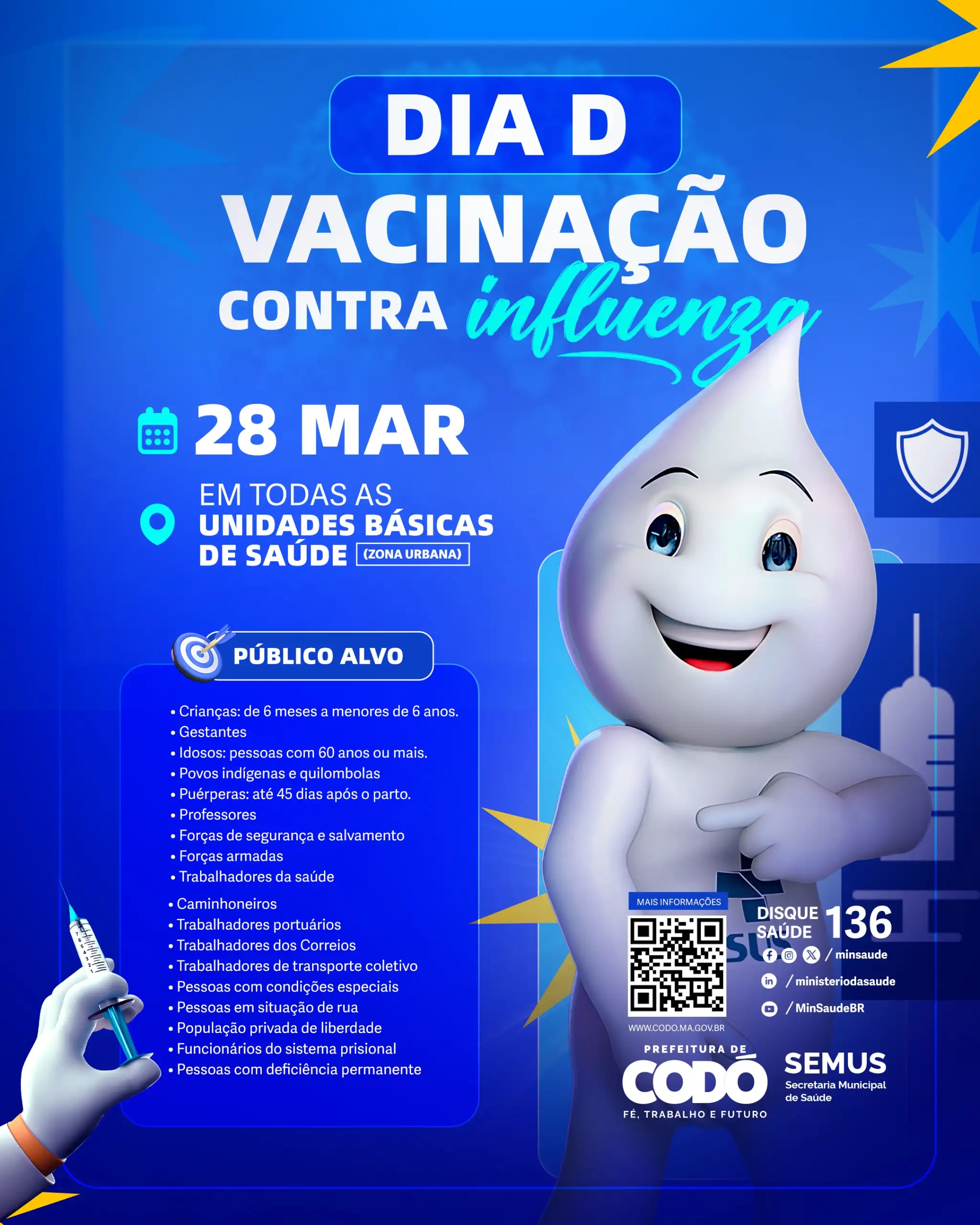 Foto 1 – Imunização em foco: Prefeitura de Codó realiza Dia D de vacinação contra Influenza neste sábado (28)