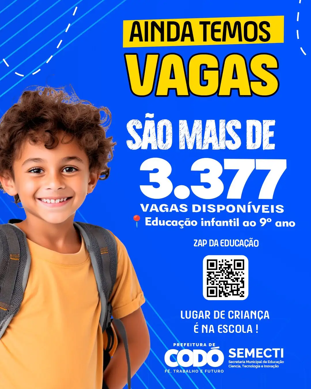 Foto 2 – Rede Municipal de Ensino de Codó ainda possui mais de 3 mil vagas abertas para matrículas