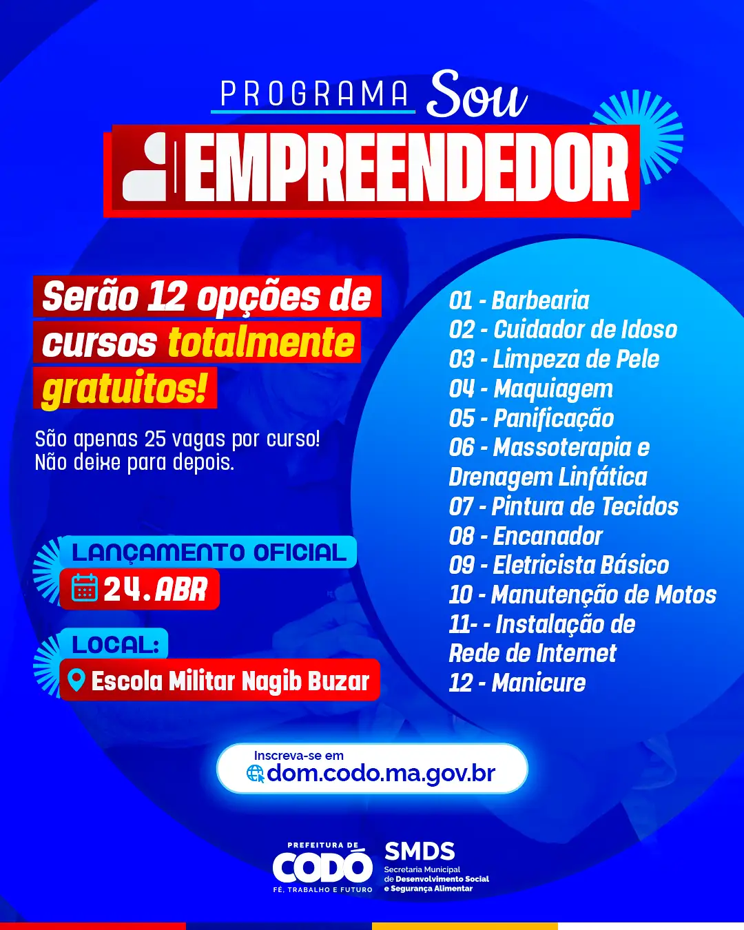 Galeria de imagens - Foto 1 da notícia: Prefeitura de Codó lança Programa “Sou Empreendedor” com cursos gratuitos e entrega de kits profissionais