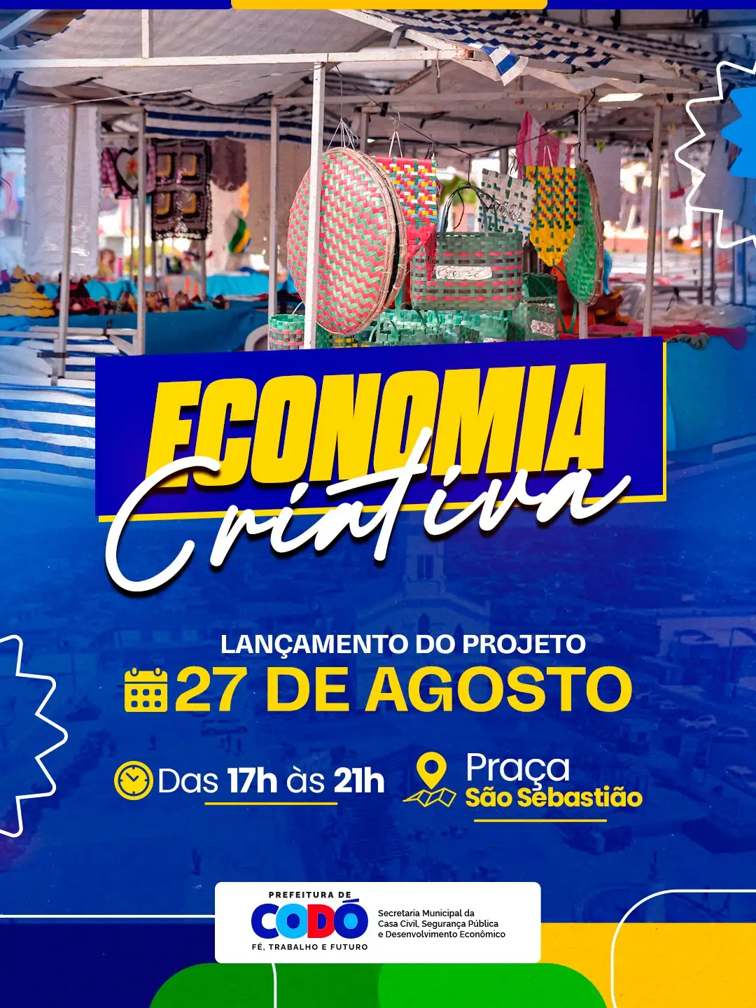 Projeto Economia Criativa começa nesta quinta-feira (27) na Praça São Sebastião, em Codó