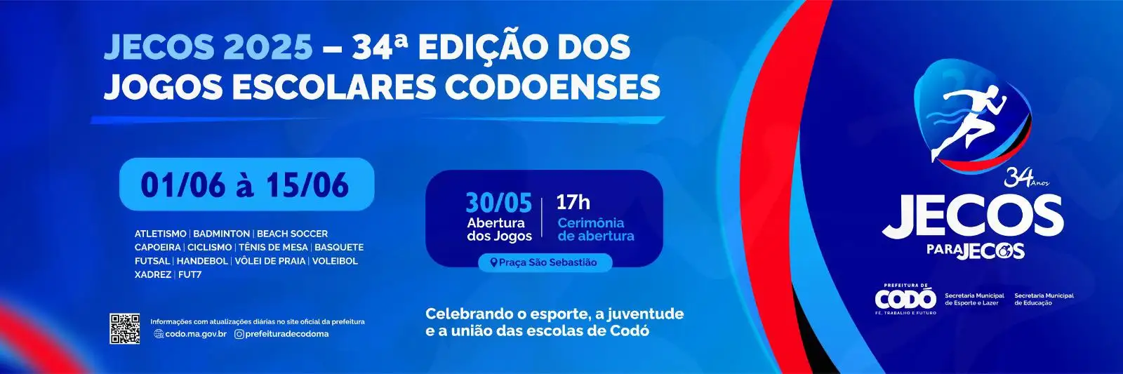Galeria de imagens - Foto 1 da notícia: Prefeitura de Codó promove a 34ª edição dos Jogos Escolares Codoenses – JECOS 2025