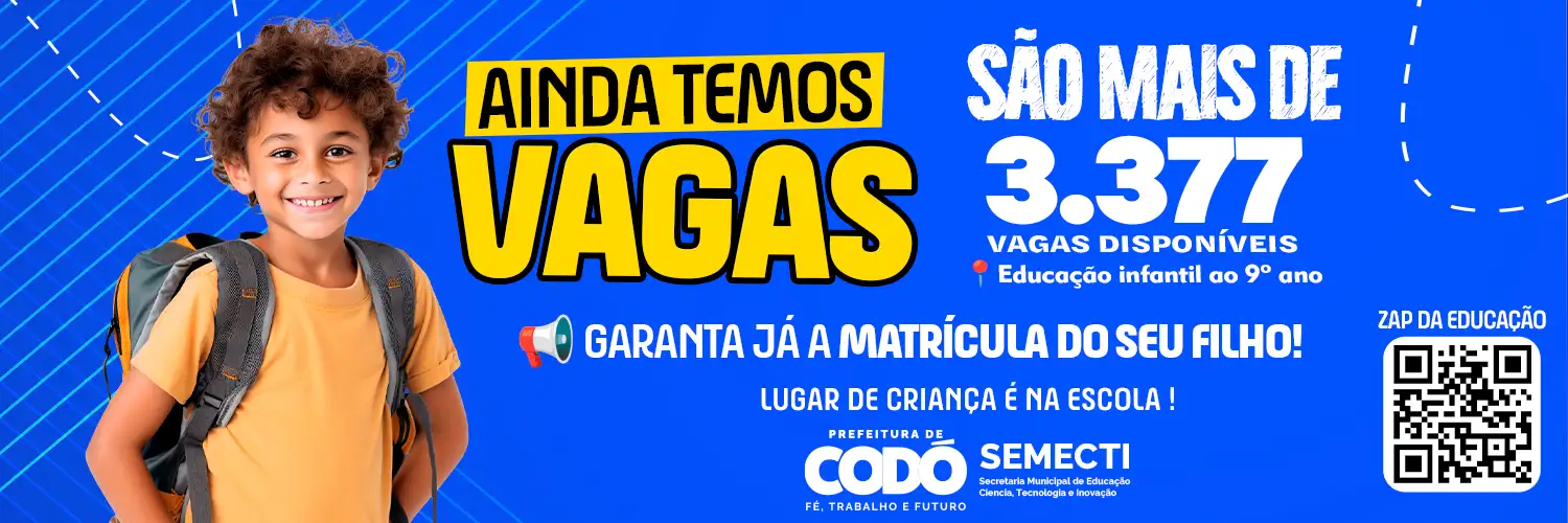 Rede Municipal de Ensino de Codó ainda possui mais de 3 mil vagas abertas para matrículas