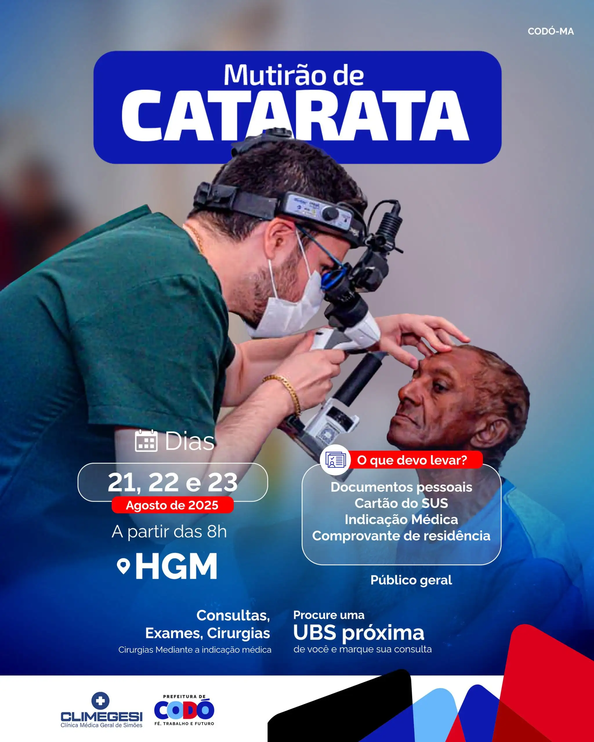 Prefeitura de Codó promove Mutirão de Catarata com consultas, exames e cirurgias