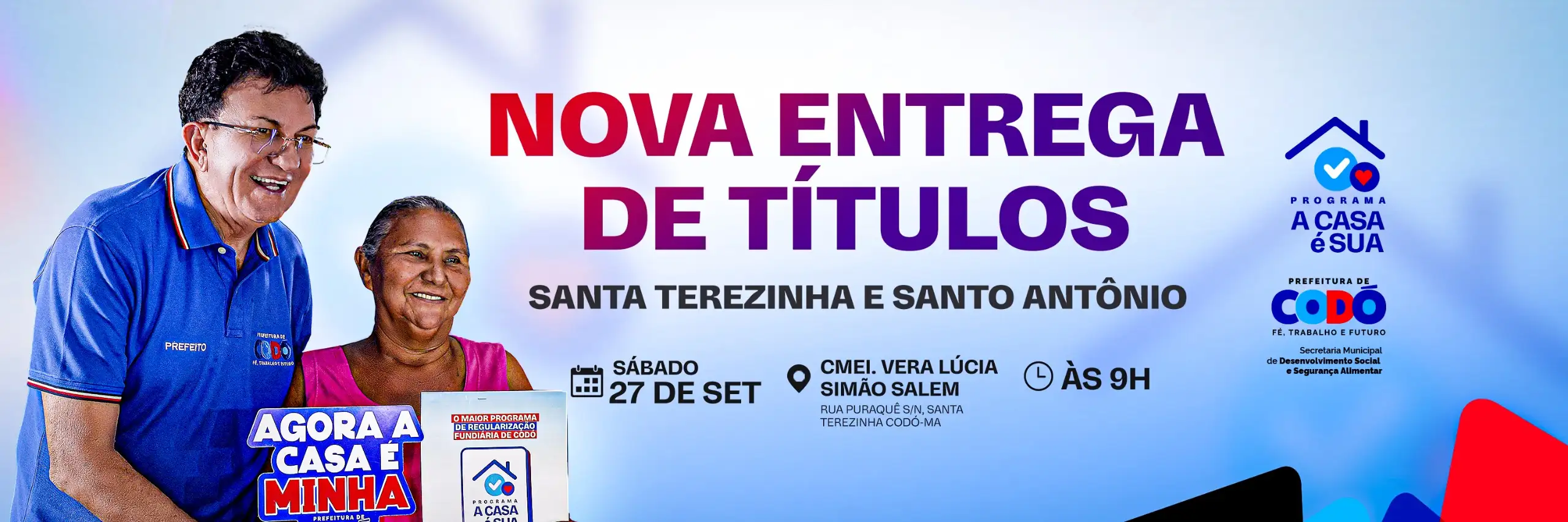 Prefeitura de Codó realizará nova entrega de títulos do programa “A Casa é Sua” neste sábado (27)