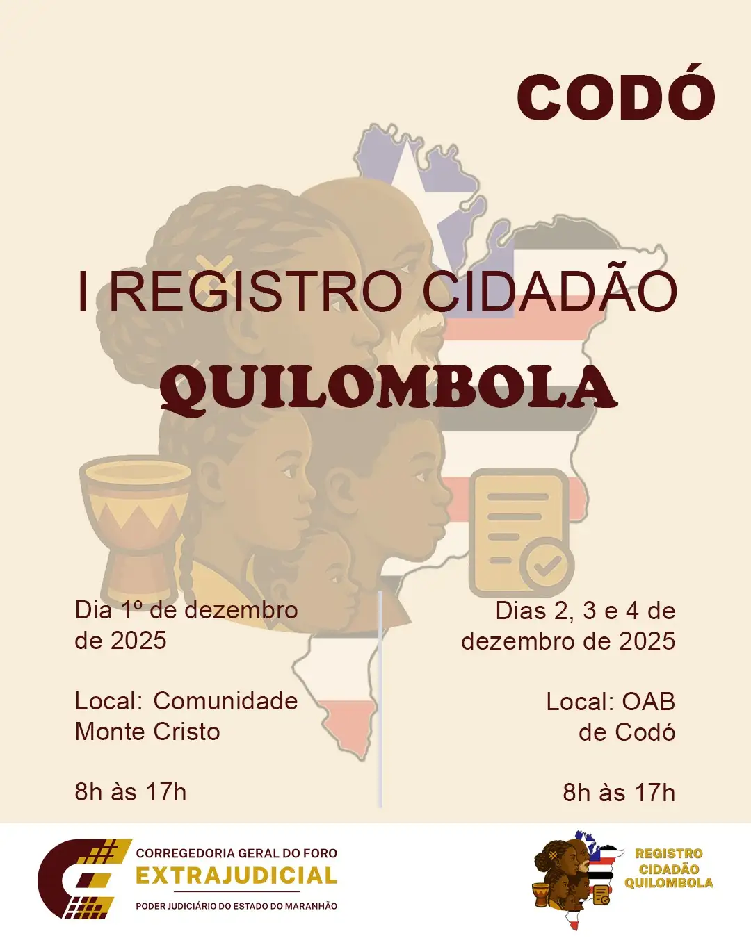 Projeto “I Registro Cidadão Quilombola” atenderá pessoas em situação de vulnerabilidade social em Codó
