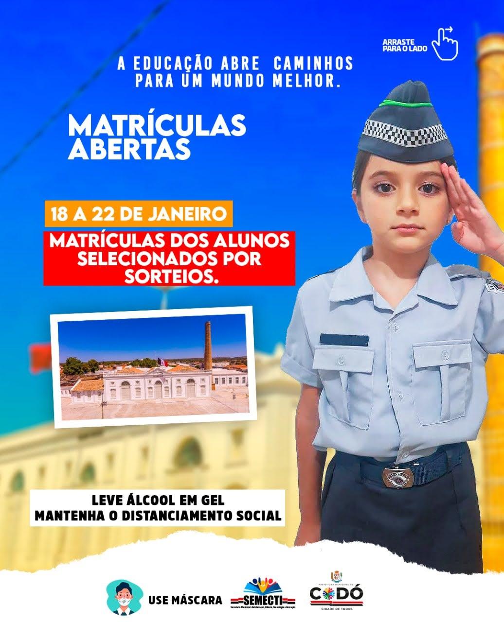 ESCOLA CÍVICO-MILITAR: MATRÍCULAS ABERTAS!