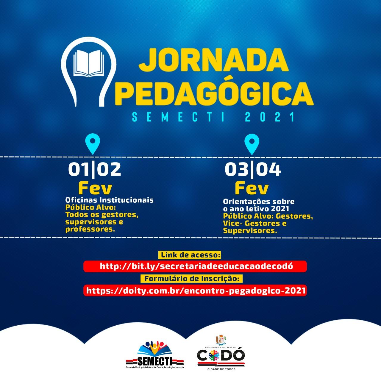 SEMECTI CONVOCA PROFESSORES(AS), SUPERVISORES(AS) E GESTORES(AS) PARA A JORNDADA PEDAGÓGICA 2021