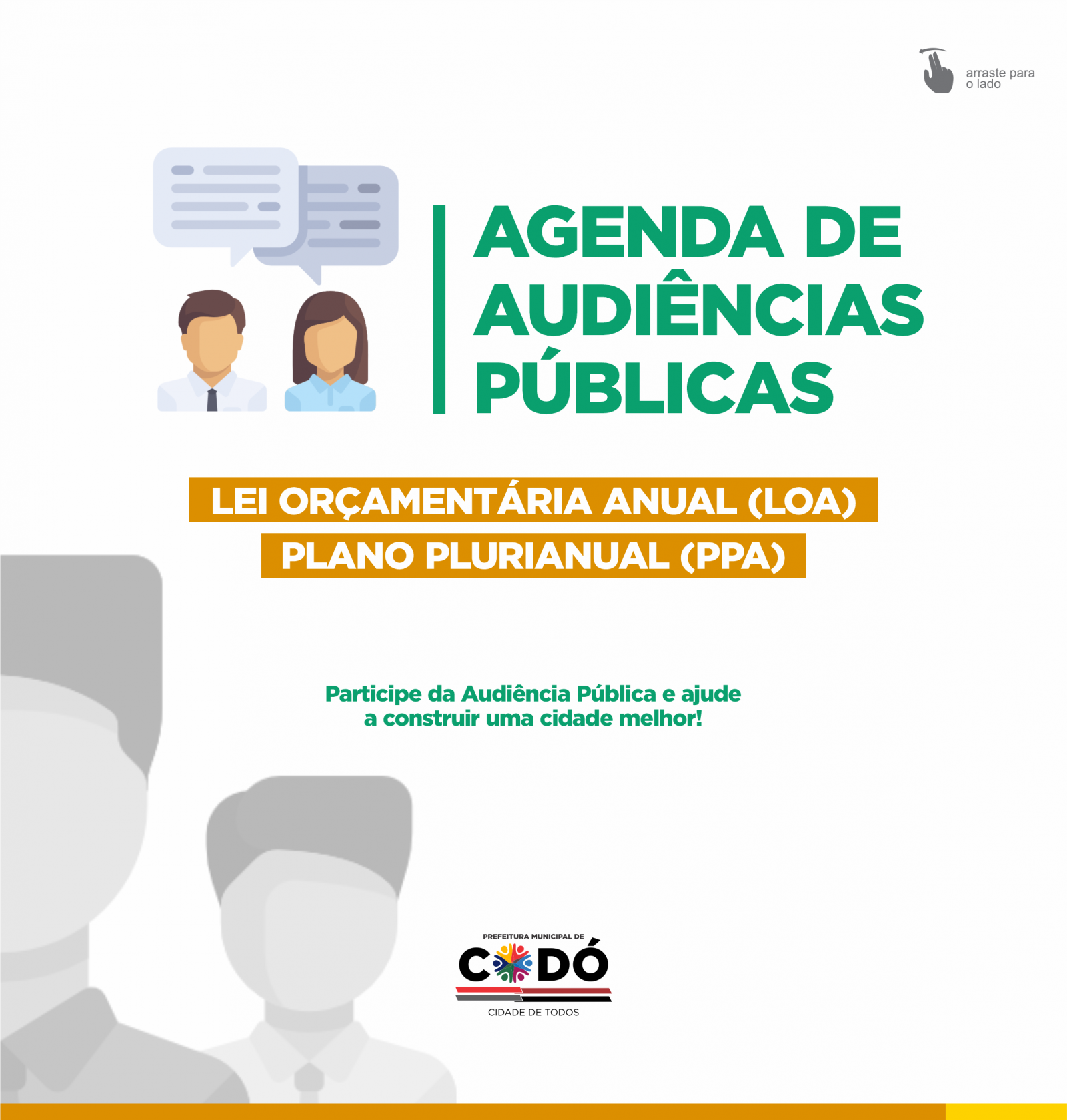 Prefeitura convida população para participar de audiências públicas que vai elaborar LOA e PPA