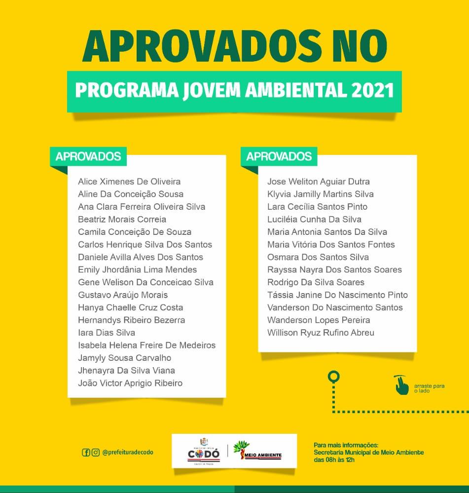 Governo do Maranhão divulga lista de aprovados do Programa Agente Jovem Ambiental em Codó