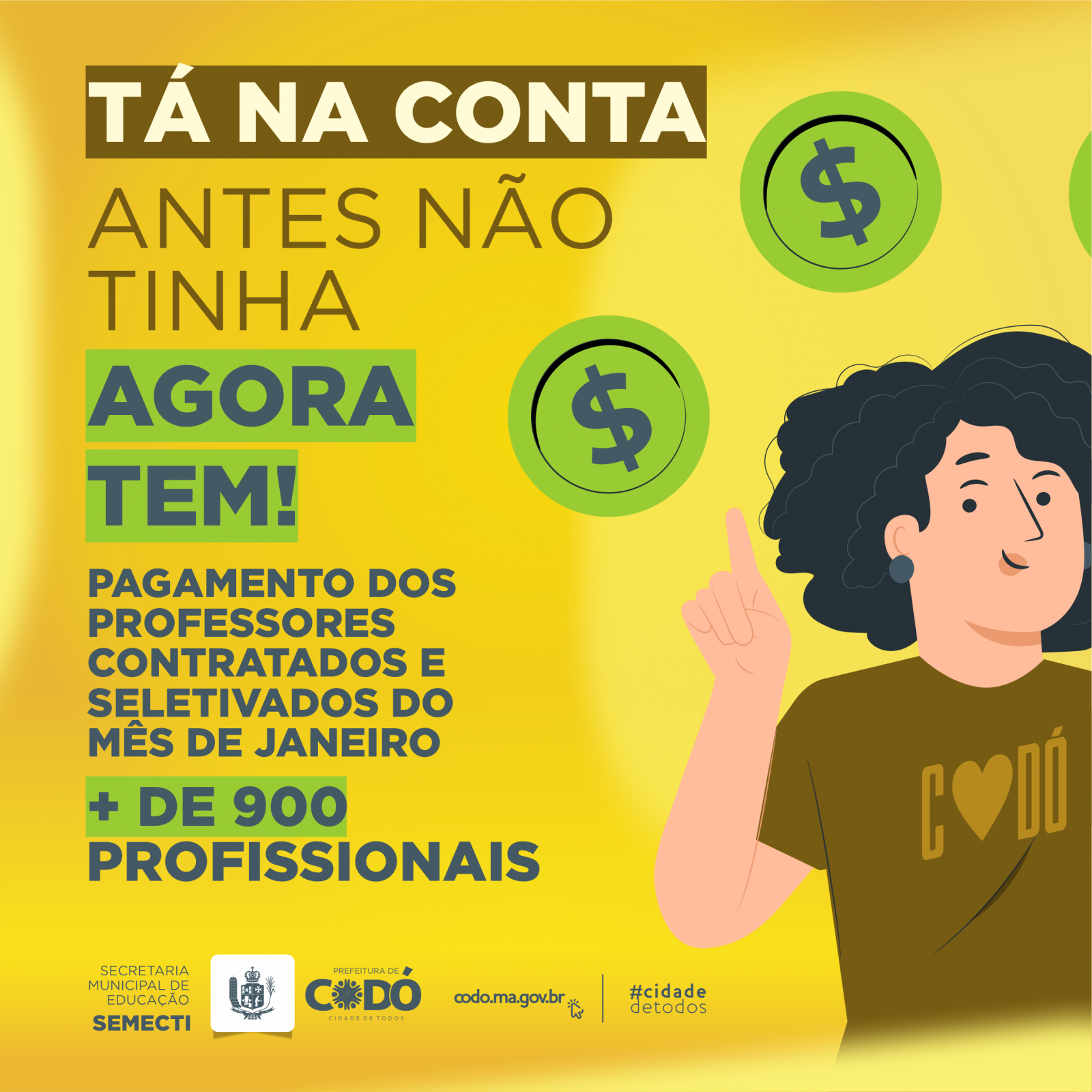 TÁ NA CONTA! Prefeitura de Codó efetua pagamento de professores contratados 