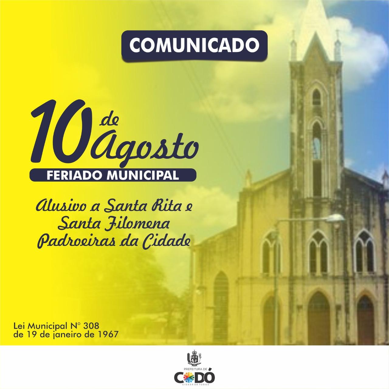 Comunicado 10 de agosto feriado Municipal 