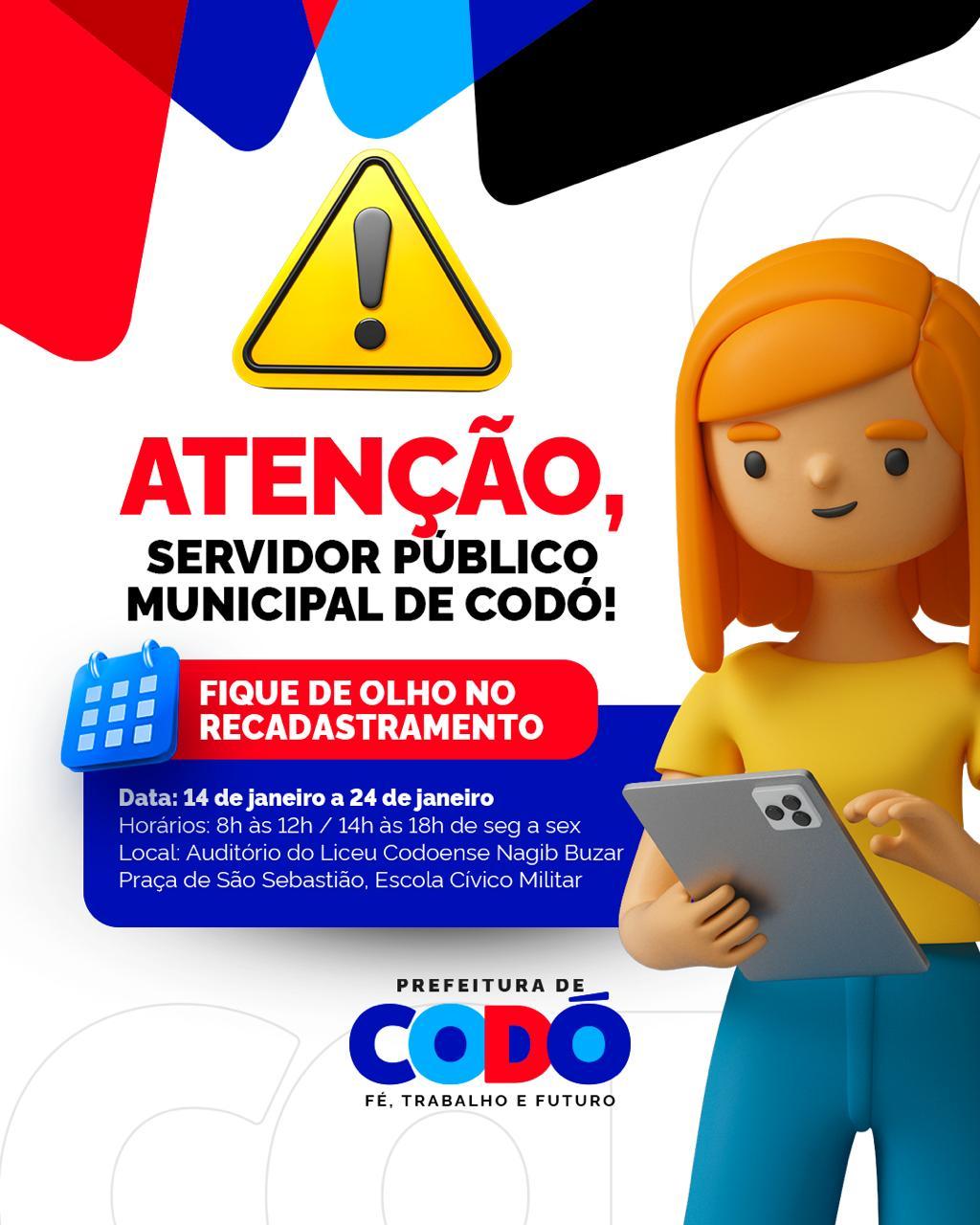 PREFEITURA DE CODÓ REALIZARÁ RECADASTRAMENTO DE SERVIDORES  PÚBLICOS MUNICIPAIS 